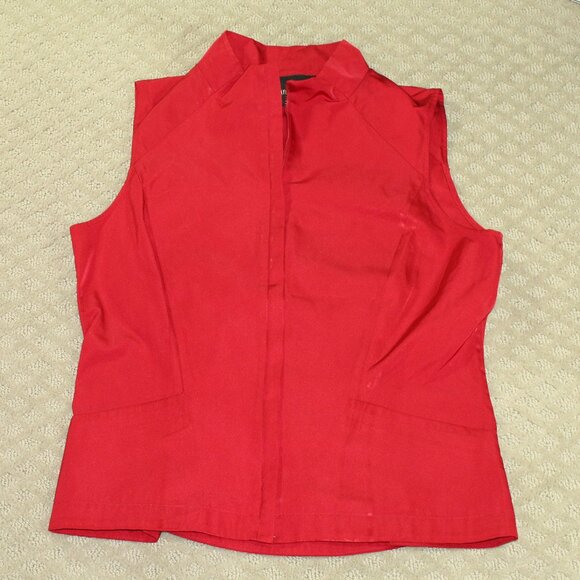 Lafayette 148 New York Women’s Small Red Full Zip High Neck With Pockets Vest - Picture 1 of 5